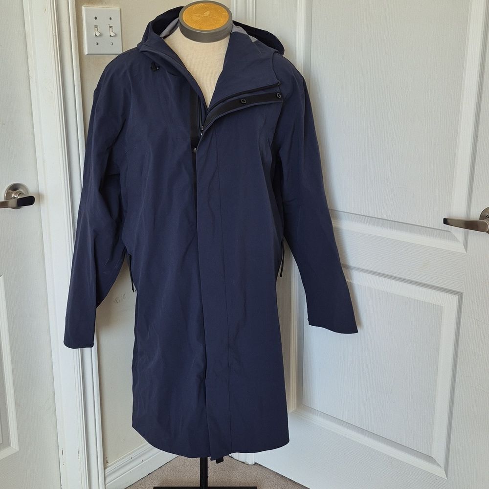 Men's Navy Blue Parka Long Coat With Hoodie